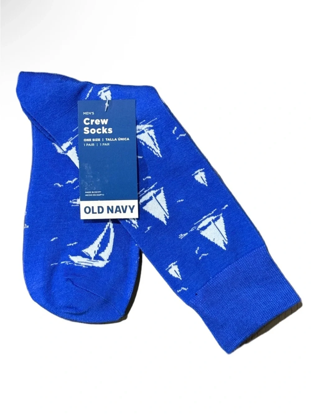 NWT Old Navy Men Crew Socks Printed Novelty Sail Boats